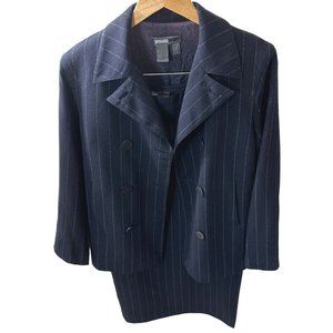 Episode Sport 3-Piece Navy Blue & White Pinstripe Double-breasted Lined Jacket